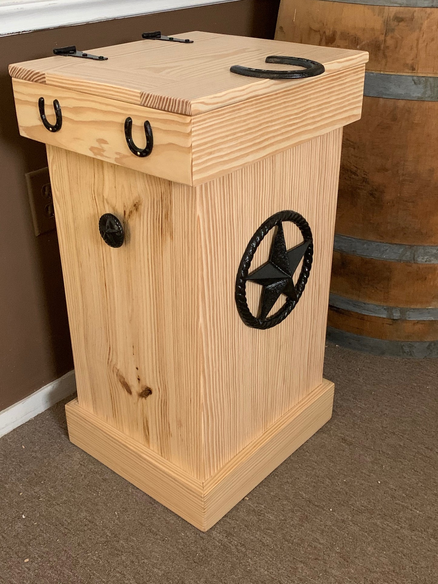 Wood Trash Can 20 Gallon Star Decor