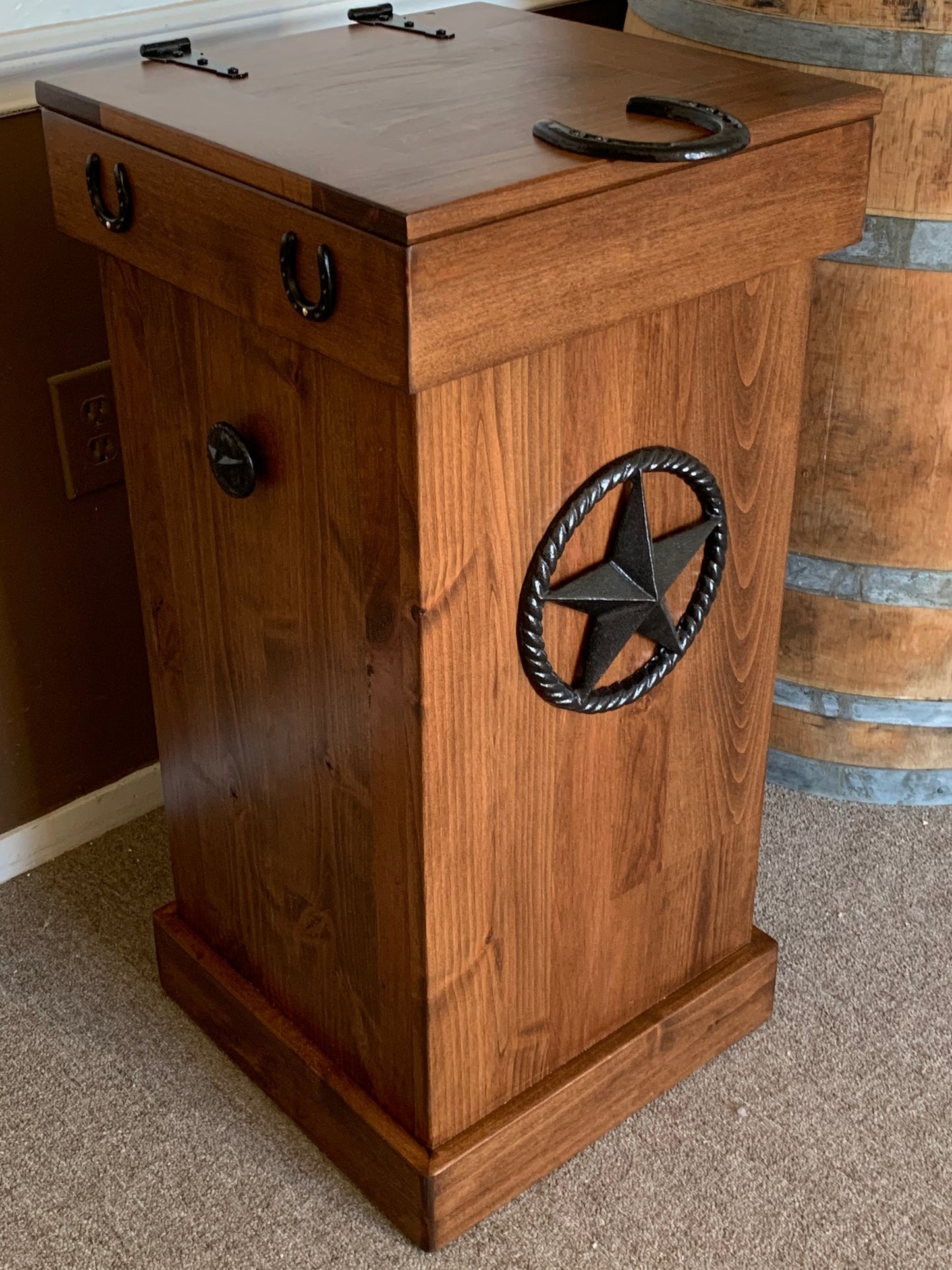 Wood Trash Can 20 Gallon Star Decor