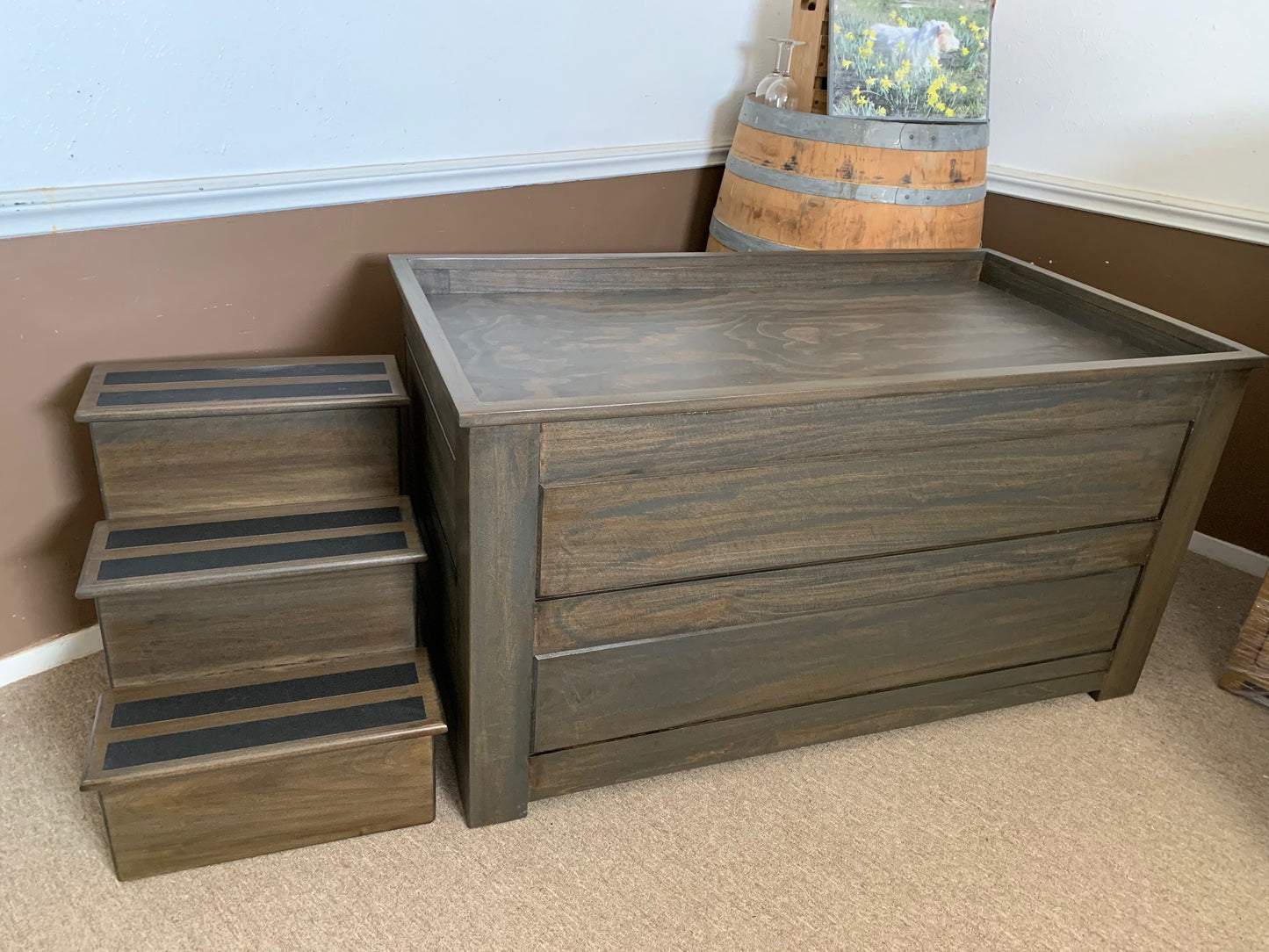 Elevated Dog Bed with Stairs