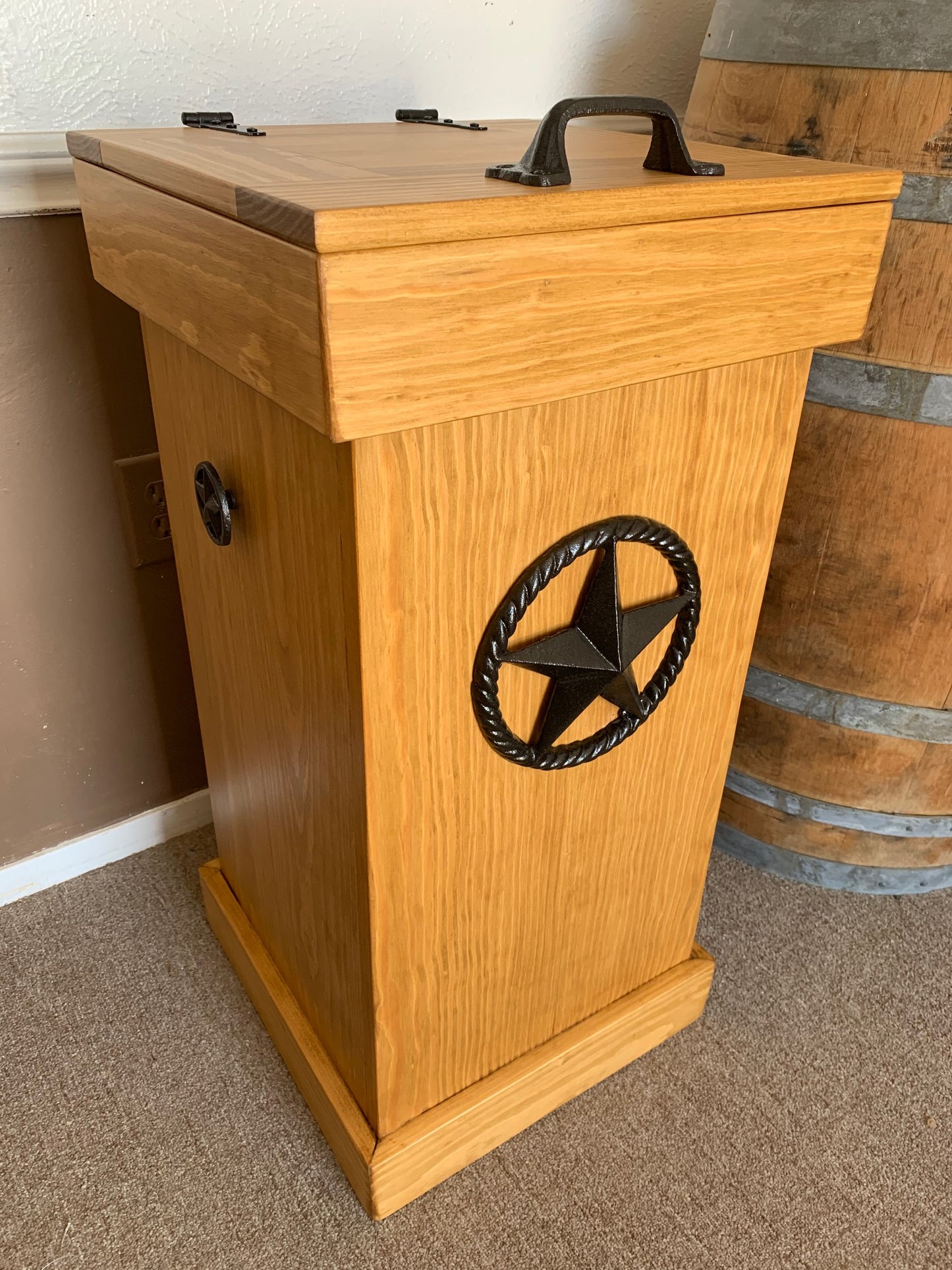 Wood Trash Can 20 Gallon Star Decor